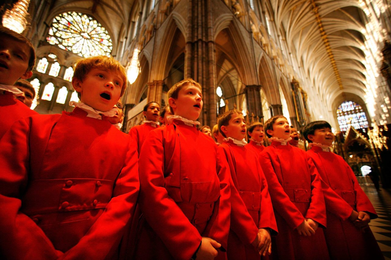 LONDON - DECEMBER 20: The Choristers of Westminster Abbey rehearse for Christmas services on December 20, 2007 in London. The Choir consists of 30 boys, all of whom attend the Abbey's dedicated residential choir school, and 12 professional adult singers known as Lay Vicars. At the heart of the Abbey Choir's life are the daily choral services. Festive services will take place on Sunday 23rd December, Christmas Eve and Christmas Day in the Abbey. (Photo by Peter Macdiarmid/Getty Images)